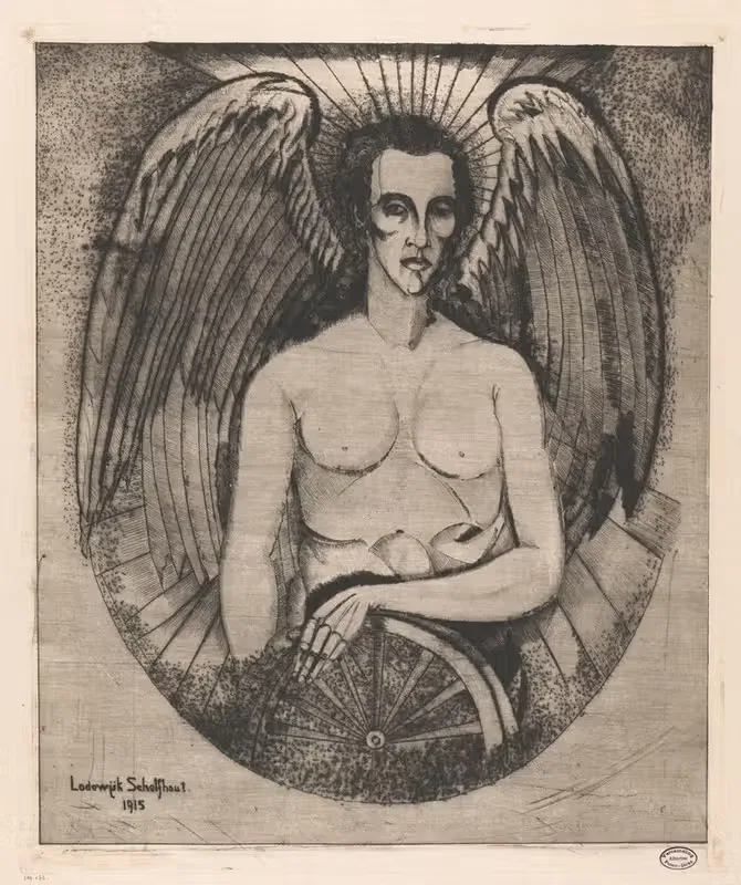 Ангел с колесом by Лодевийк Шельфхаут, 1915 — digital art print download