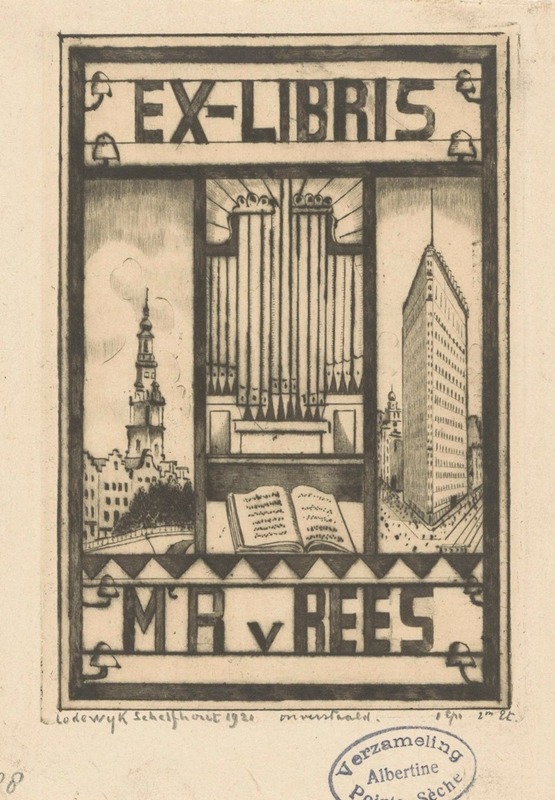 Ex libris van M.A. van Rees by Lodewijk Schelfhout, 1921 — digital art print download