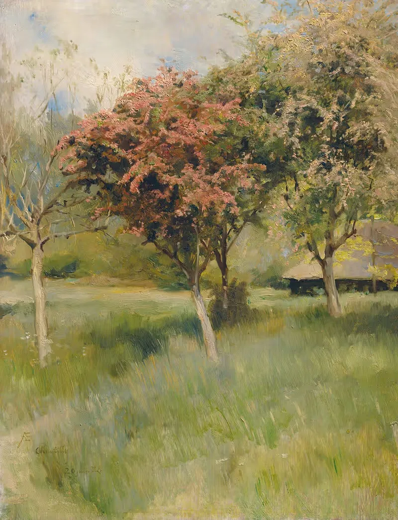 Blommande hagtorn (Vy från Chantilly) — Albert Edelfelt