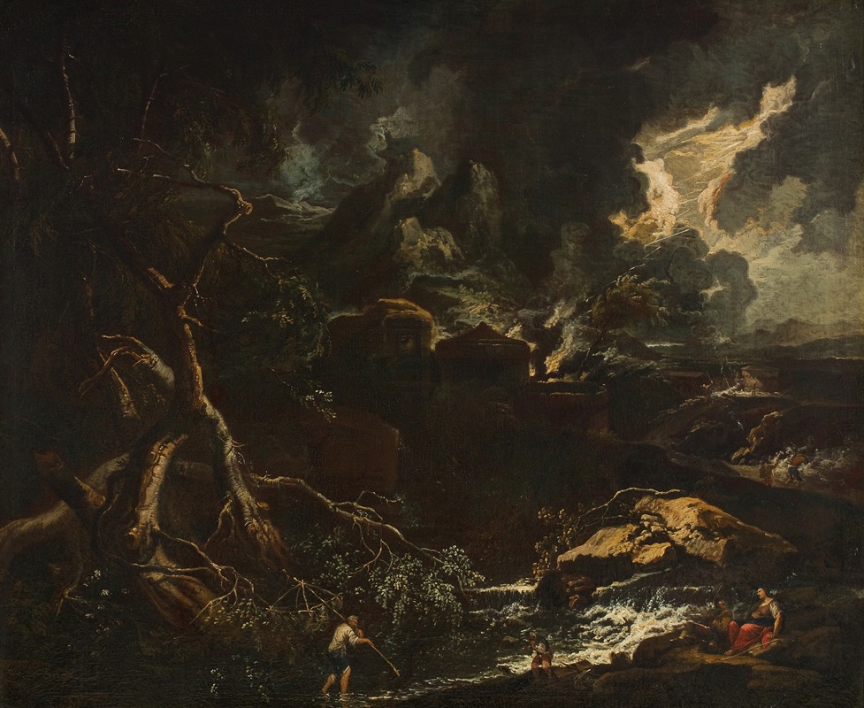 Gewitterlandschaft by Anton Faistenberger, 1700 — digital art print download
