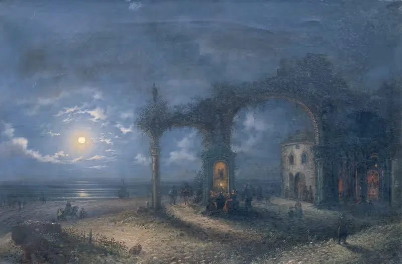 Meereslandschaft mit Ruine by Bello Brivio, 1849 — digital art print download