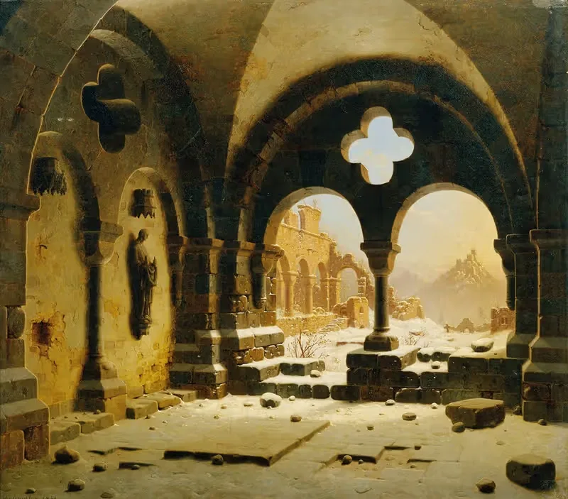 Klosterruine im Winter by Carl Georg Adolph Hasenpflug, 1851 — digital art print download