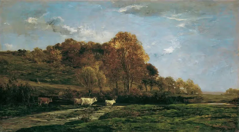 Осенний ландшафт, вечернее настроение by Шарль Франсуа Дюбини, 1867 — digital art print download