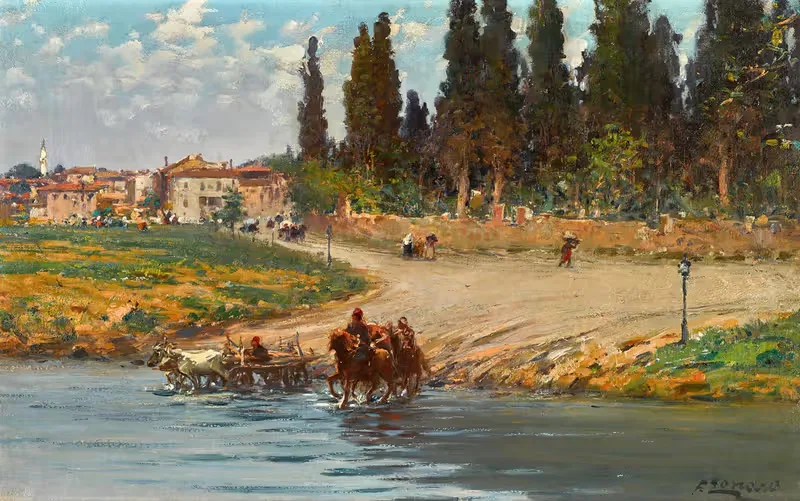 At The Water's Edge by Fausto Zonaro — digital art print download