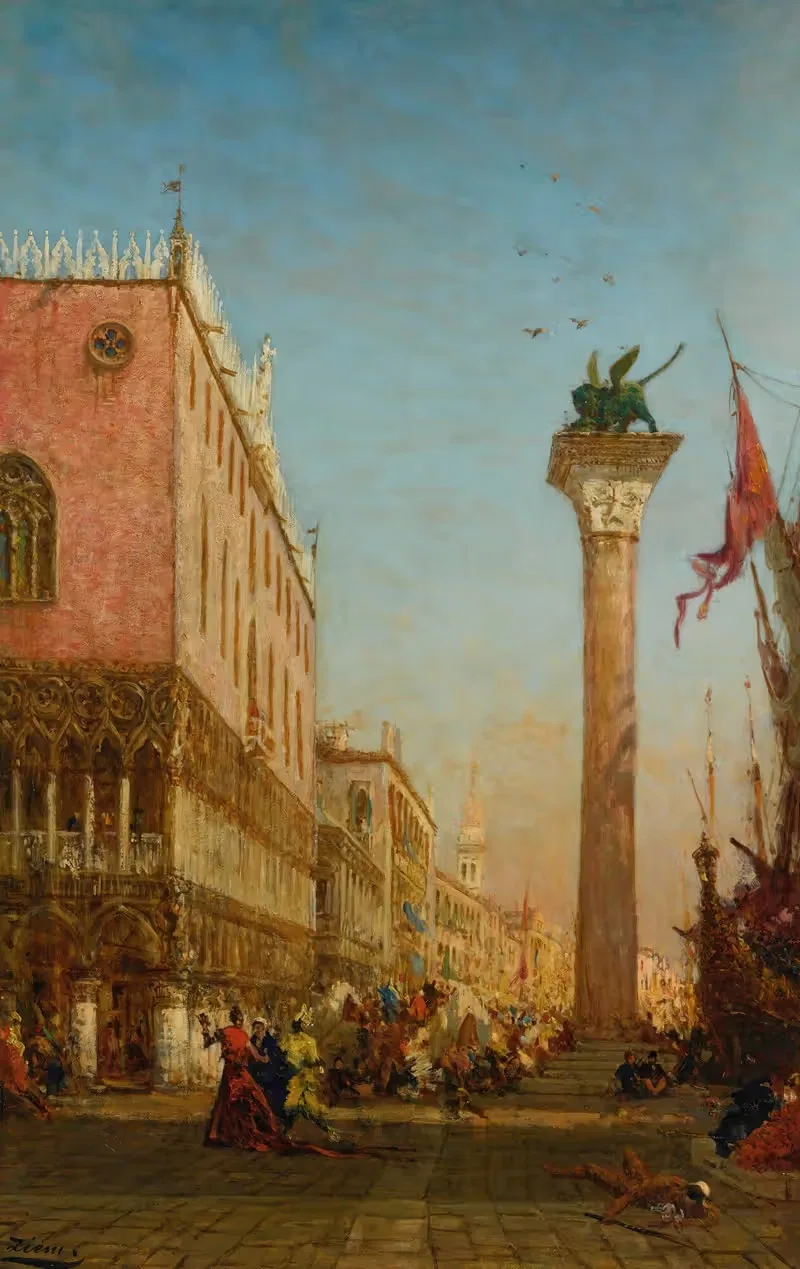La Colonne Du Lion De Saint Marc Sur Le Môle — Félix Ziem