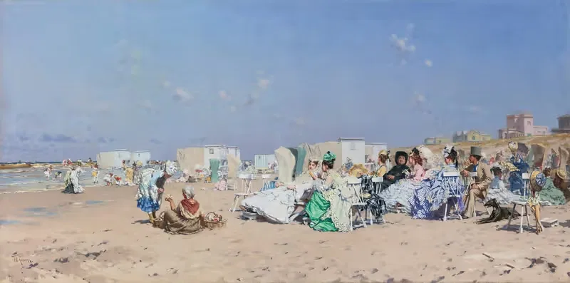 Пляж в Схевенингене, Голландия by Фредерик Хендрик Кеммерер — digital art print download