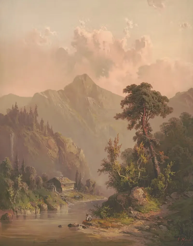 Источник реки Делавэр by Г. Морган, 1872 — digital art print download
