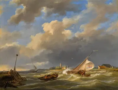 Лодки в море by Херманус Кеккок, 1845 — digital art print download