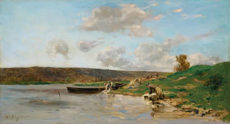 Bord de la Seine à Rangiport, le matin — Hippolyte Camille Delpy