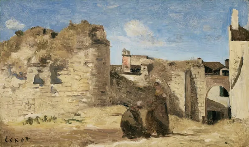La Rochelle – un coin de la cour de la commanderie — Jean-Baptiste-Camille Corot