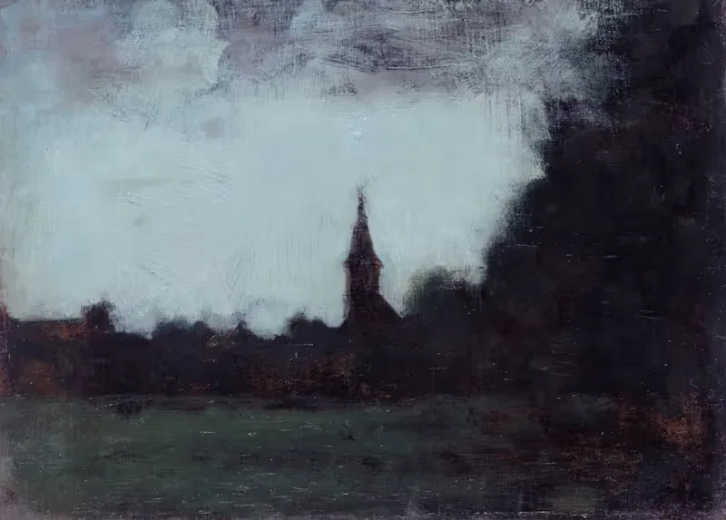 Paysage d'Alsace, le clocher de Bernwiller — Jean-Jacques Henner
