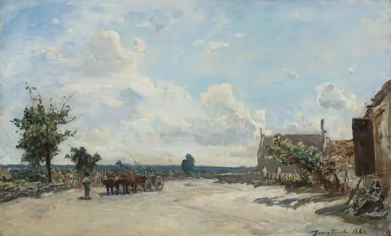 Улица в Сен-Париз-Ле-Шатель, рядом с Невером by Иоганн Бартольд Йонгкинд, 1862 — digital art print download