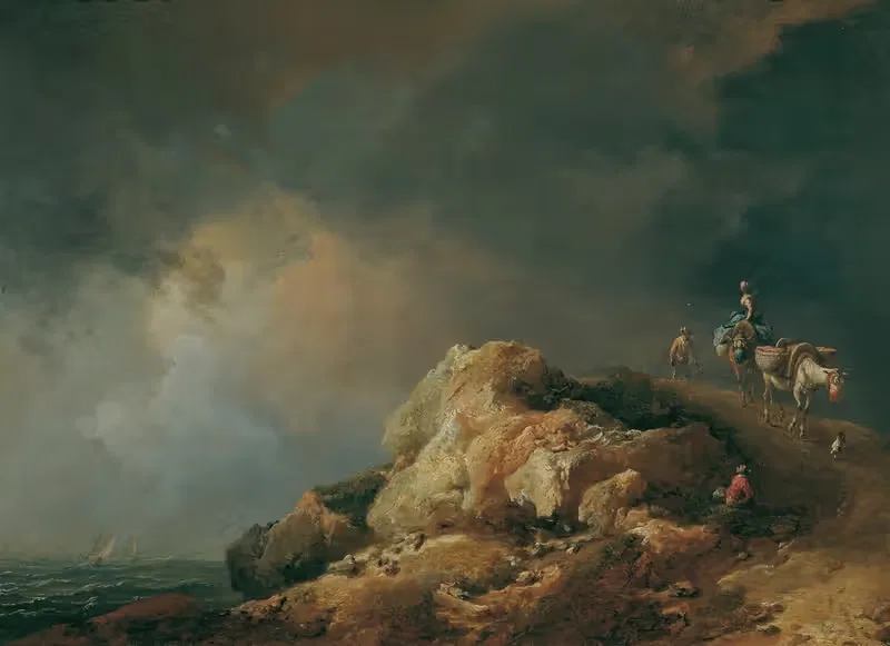 Прибрежный пейзаж с животными by Иоганн Кристиан Бранд, 1771 — digital art print download