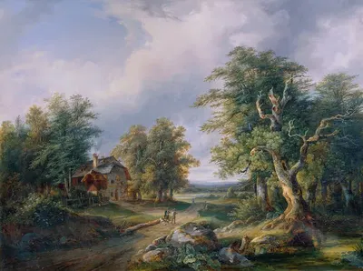 Фермерский дом у лесной дороги by Йозеф Альтенкопф, 1850 — digital art print download