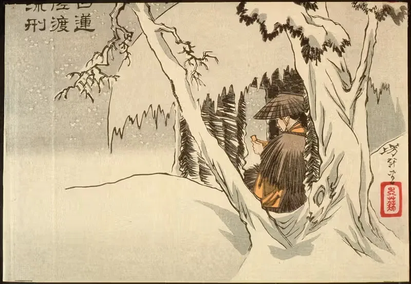 Nichiren in Exile at Sado — Tsukioka Yoshitoshi
