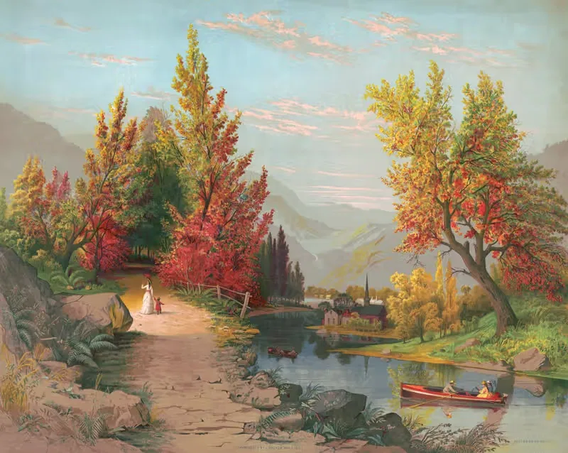 Осень на Лихай by Жозеф Хувер, 1882 — digital art print download