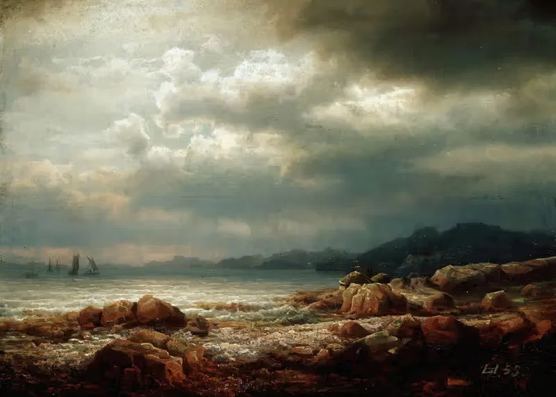 Coastal Landscape by Lars Hertervig, 1855 — digital art print download