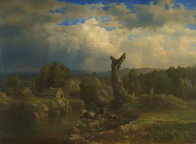 Summer Landscape, Thunder looms by Lars Hertervig, 1856 — digital art print download
