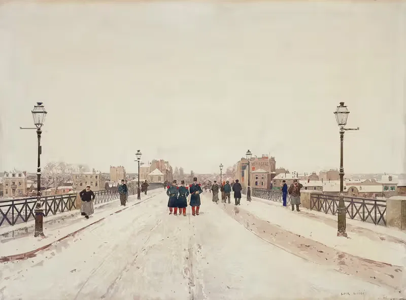 Фигуры на мосту в снегу by Луиджи Луар — digital art print download