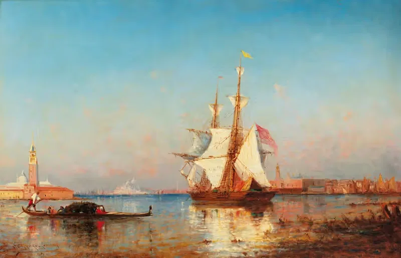 Парусные лодки, Венеция вдали by Поль-Шарль-Эммануэль Галлард-Лепенай, 1869 — digital art print download