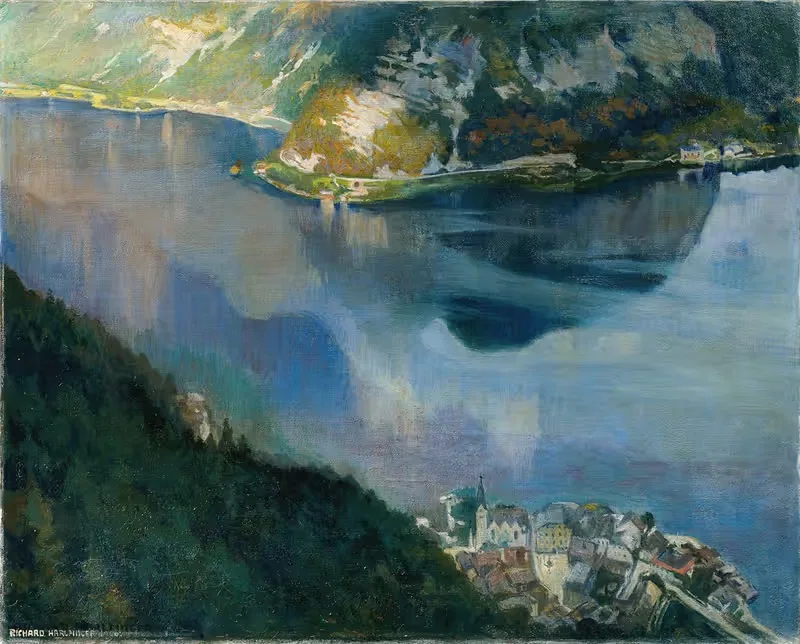 Озеро Халльштатт by Ричард Харльфингер, 1908 — digital art print download