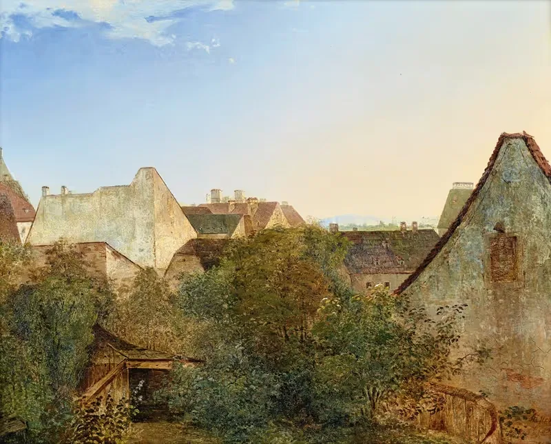 Вид на венские пригородные дома (Беатриксгассе) by Адалберт Штифтер, 1839 — digital art print download
