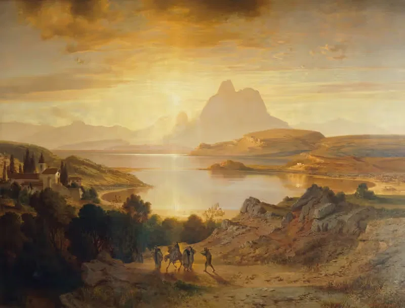 Озеро Лугано by Альберт Циммерманн, 1868 — digital art print download