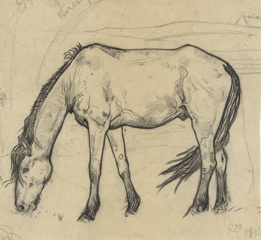 Grazend paard te Noordwijk by Ричард Николаус Роланд Хольст, 1893 — digital art print download