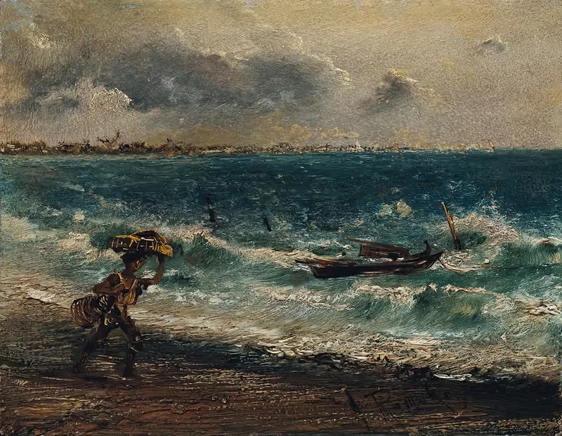 Fischerknabe am Meeresstrand — Anton Romako
