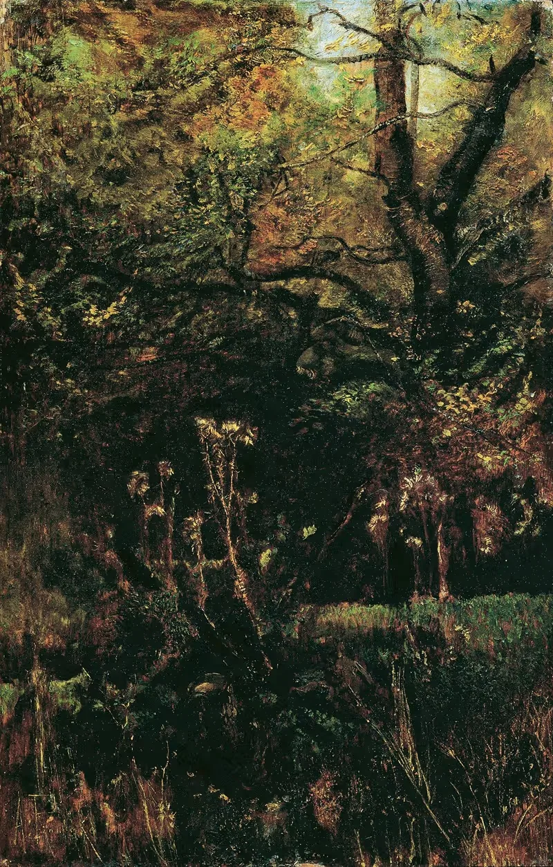 Waldlichtung mit Disteln by Anton Romako, 1885 — digital art print download