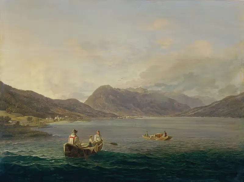 Österreichischer Alpensee by Anton Schiffer, 1845 — digital art print download