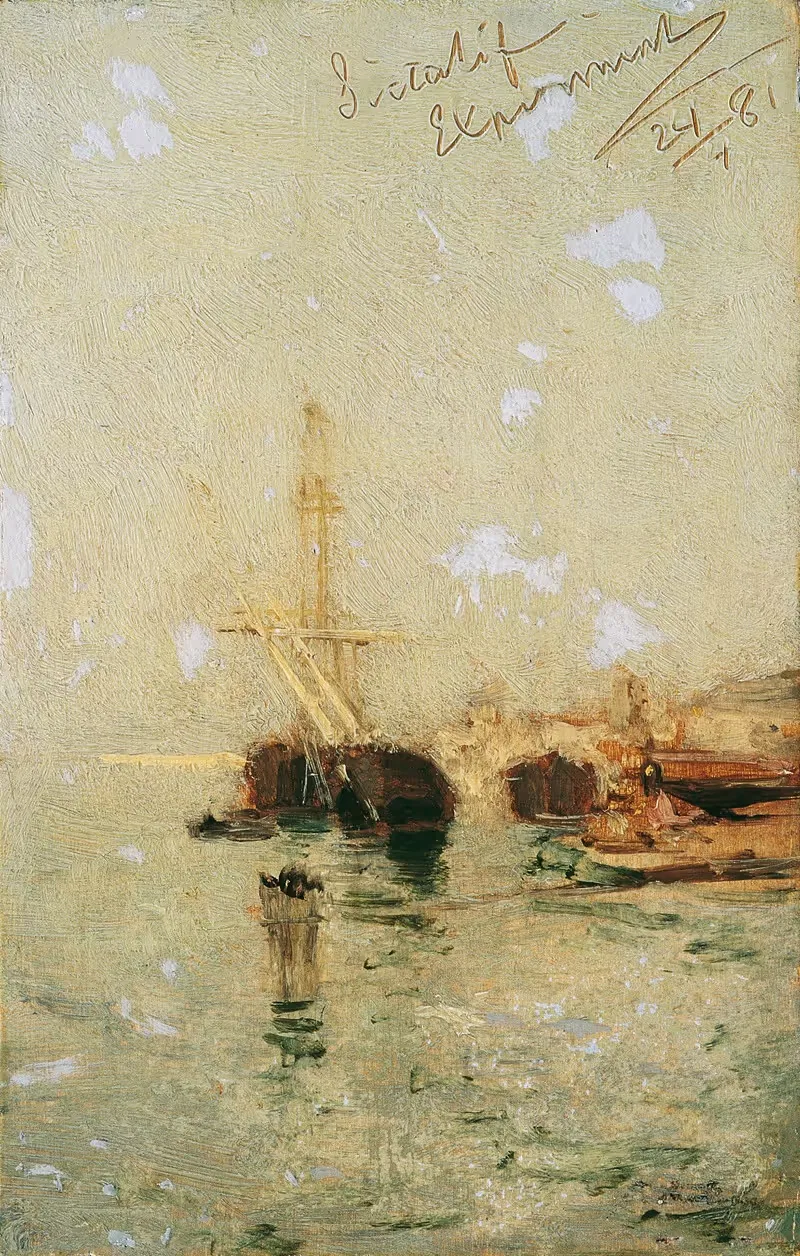 Studie aus Venedig mit Schiff by August von Pettenkofen, 1881 — digital art print download