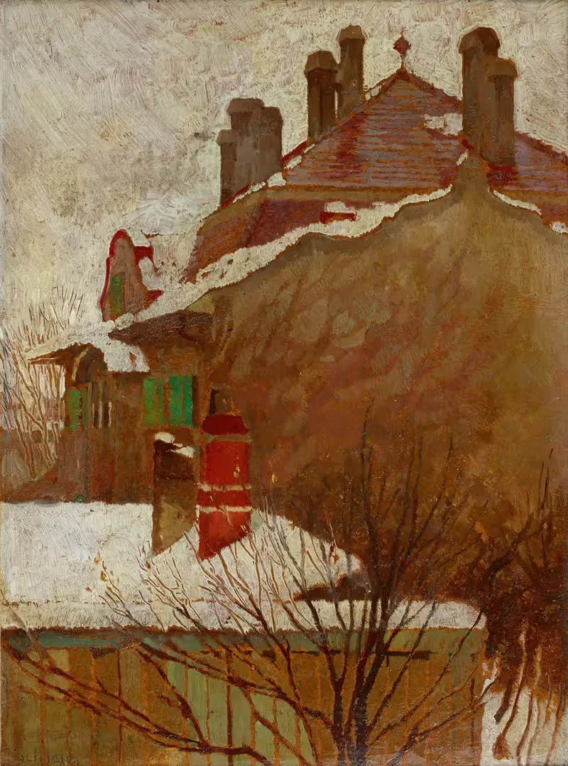 Häuser im Winter (Blick aus dem Atelier) — Egon Schiele