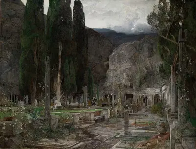 Pax; Der Friedhof von Gravosa bei Ragusa by Emil Jakob Schindler, 1891 — digital art print download