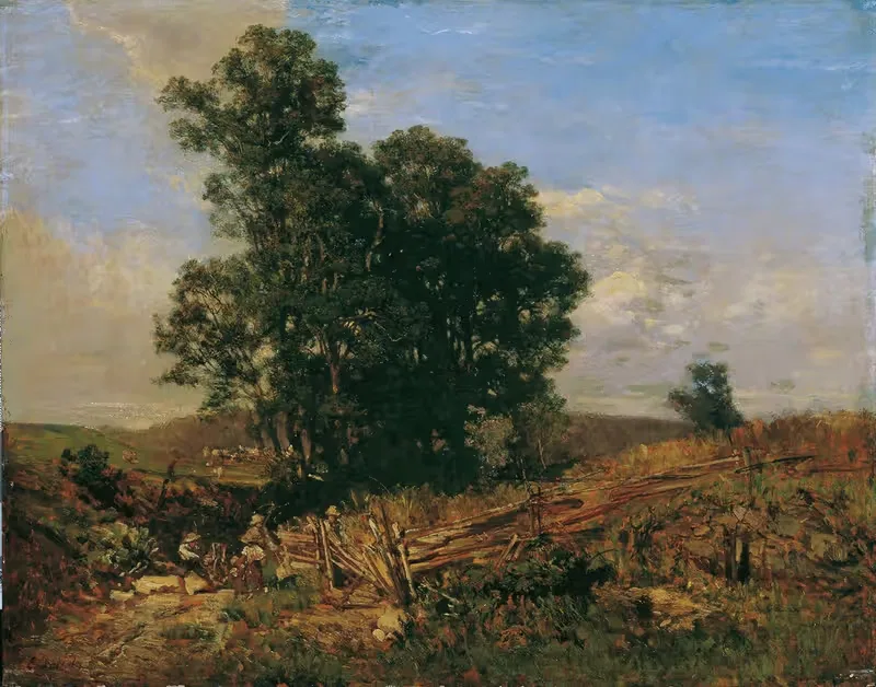 Baumgruppe am Feldweg Landschaft by Eugen Jettel, 1888 — digital art print download