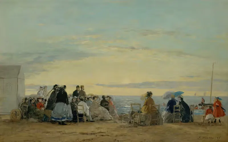 On the Beach, Sunset by Eugène Boudin, 1865 — digital art print download