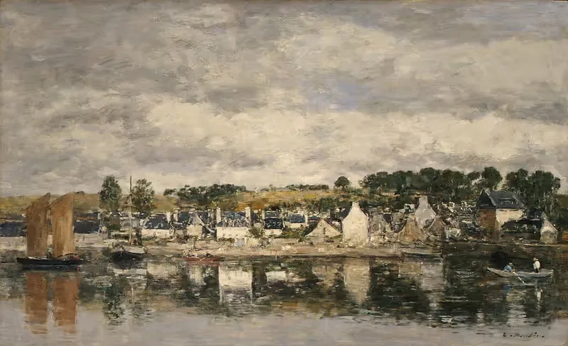 Village by a River by Eugène Boudin, 1867 — digital art print download