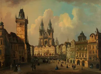 Староместская площадь в Праге by Фердинанд Лепи, 1864 — digital art print download