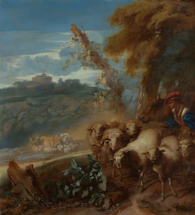 Roman Landscape with a Shepherd and Sheep — Giovanni Benedetto Castiglione