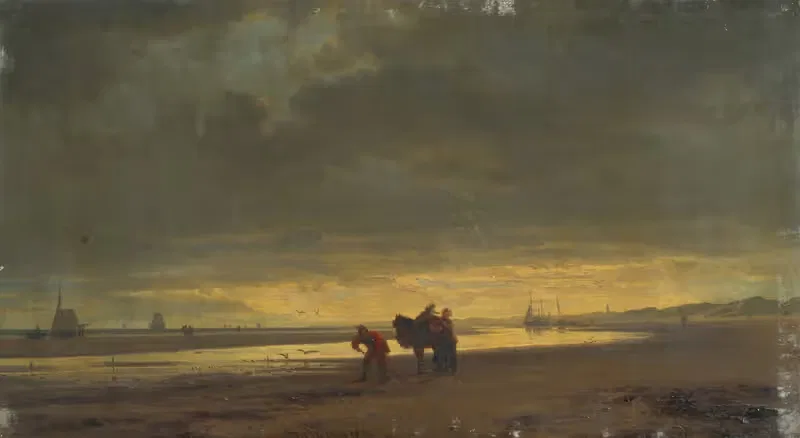 Голландское побережье при отливе by Германн Мевиус, 1852 — digital art print download