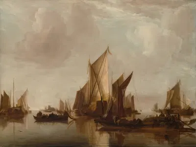 A State Yacht and Other Craft in Calm Water by Jan van de Cappelle — digital art print download