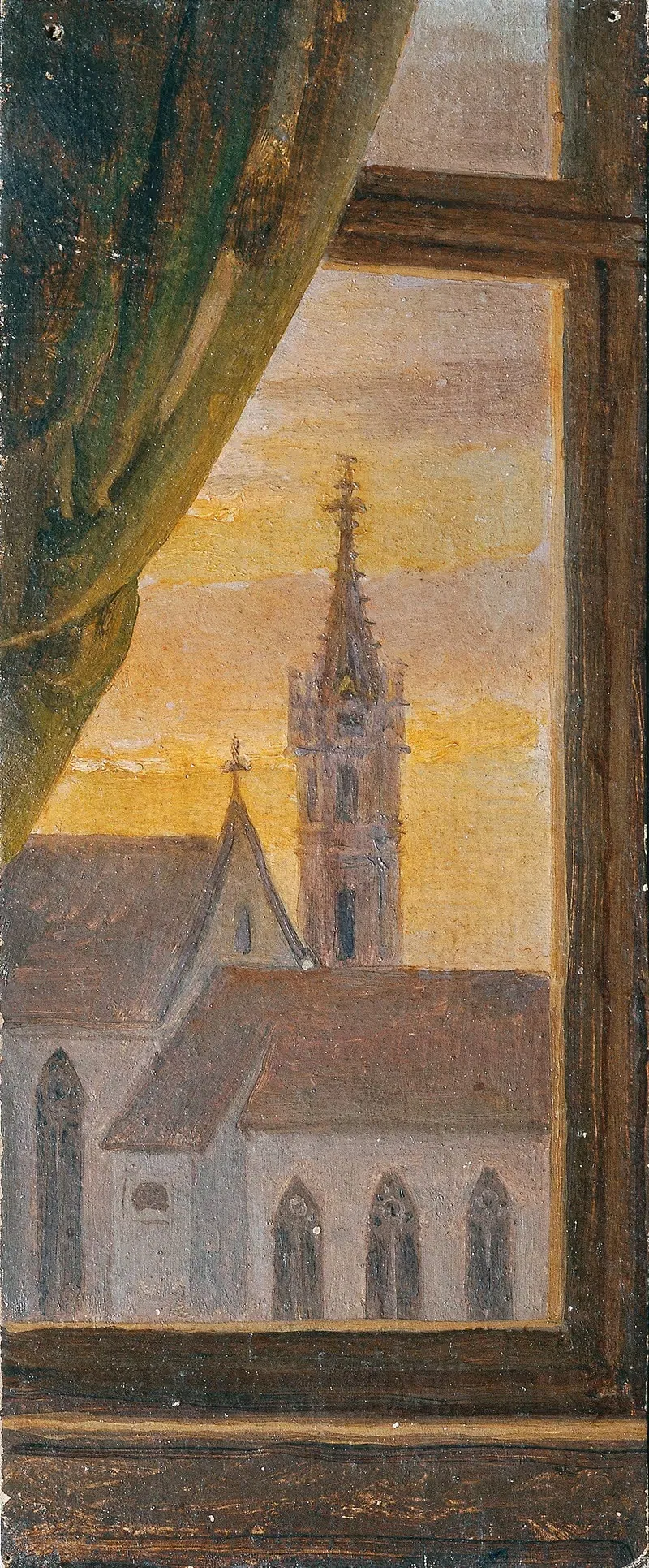 Вид через окно на готическую церковную башню by Иоганн Петер Крафт, 1854-1856 — digital art print download