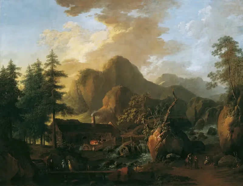 Landschaft mit Hammerwerk by Martin von Molitor, 1800 — digital art print download