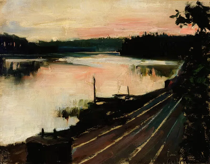 View from Eläintarha at Sunset by Akseli Gallen-Kallela, 1886 — digital art print download