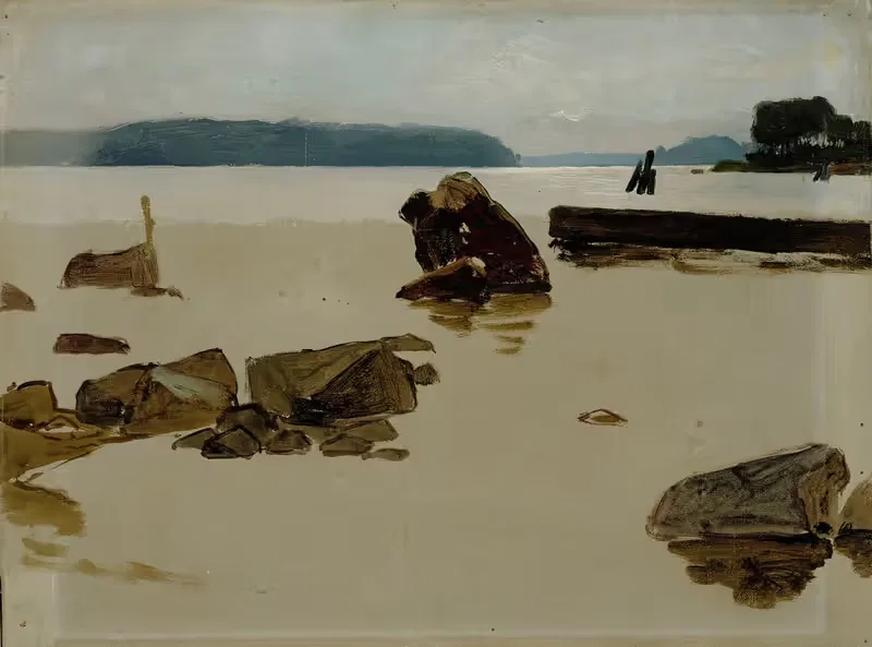 Open Sea off Haikko, study for Boys Playing on the Shore — Albert Edelfelt