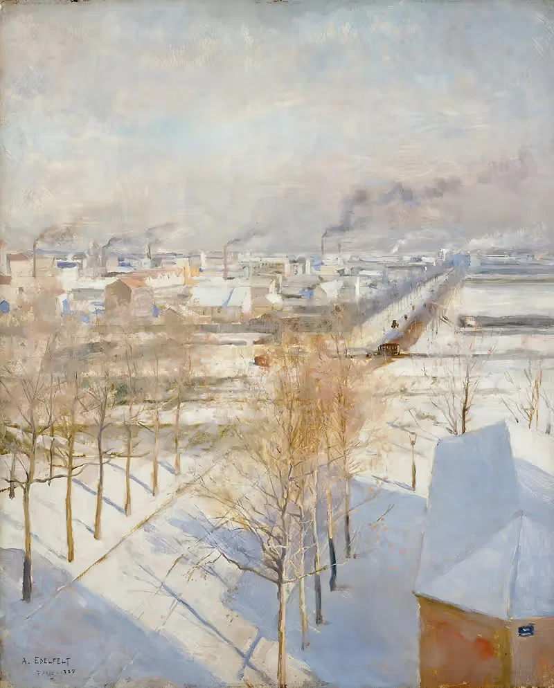 Paris in Snow by Albert Edelfelt, 1887 — digital art print download