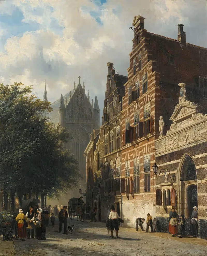 The Kerkgracht In Leiden — Cornelis Springer