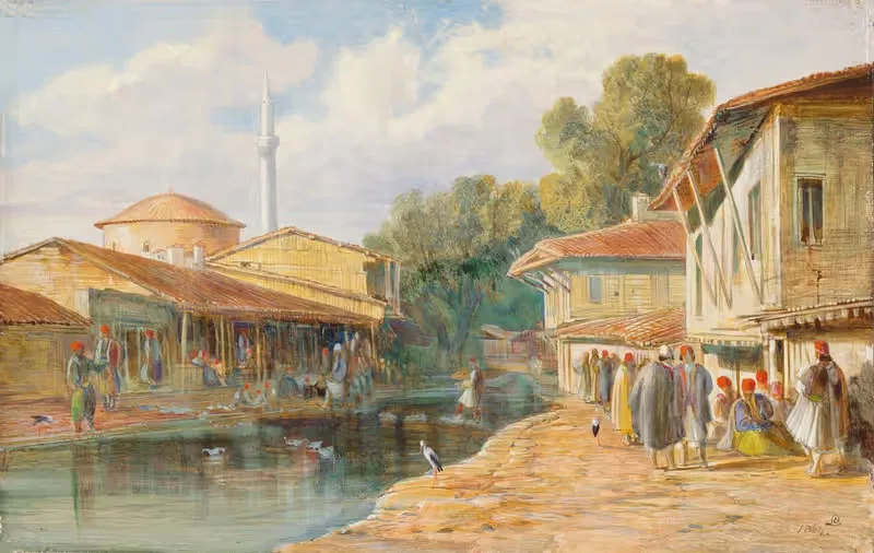 Parga, Greece by Edward Lear, 1864 — digital art print download