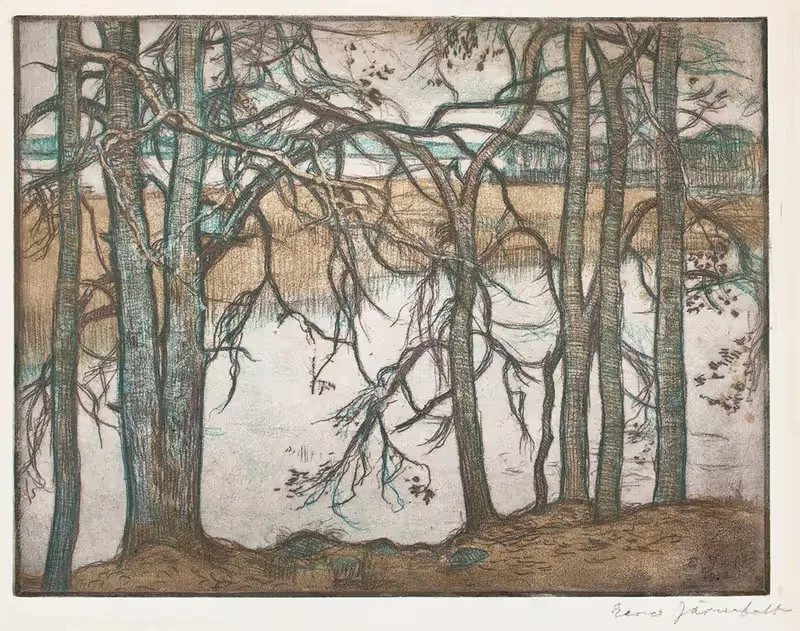 Берег озера с камышами by Ээро Ярнефельт, 1912 — digital art print download