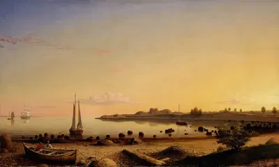 Этапная крепость через гавань Глостера by Фиц Генри Лейн, 1862 — digital art print download